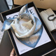 GIAVENTOLA silk scarf for women in spring, versatile and elegant flower small square scarf mulberry silk decorative scarf small scarf for elders blue