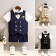 Bubble orange (BUBBLE ORANGE) children's dress summer short-sleeved boy suit suit vest handsome little boy's first birthday flower girl performance suit 5-piece set (shirt + horse short chest collar) size 130 (recommended weight 50-56 Jin [Jin equals 0.5 kg])