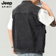
JEEP SPIRIT 2025 Autumn New Retro Workwear Denim Vest Men's Spring and Autumn Black Sleeveless Vest Men's Vest Jacket 9215 Blue 4XL