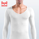 Catman men's low-collar autumn coat single piece slim fit light thermal underwear large v-neck seamless thin bottoming shirt autumn and winter long sleeve white XL recommended 110-130Jin Jin equals 0.5 kg