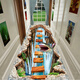 3D vertigo carpet can be cut, 3D thrilling corridor aisle carpet, long stairway carpet, fully covered custom door mat, wooden bridge, 0.6 meters wide, 1 meter long, how many meters do you need to take a few pieces