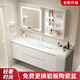 Yumei Youpin Solid Wood Bathroom Cabinet Ceramic Integrated Bathroom Washing Bathroom Cabinet Combination Washing Table Mirror Cabinet Cream Style L16 Hanging Cabinet 80cm Smart Mirror Cabinet + Ceramic Basin