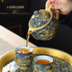 Kanglepin Jingdezhen Ceramic Kung Fu Tea Set Simple Home Anti-scald Teapot Teacup Tea Tray Complete Gift Box Blue Gold Dragon Tea Set