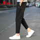 Xtep sports pants men's straight 2025 new spring and autumn breathable wear-resistant quick-drying loose large size woven casual pants for men black-woven style M /170