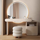 Excellent cream style solid wood dressing table bedroom drawer cabinet integrated bedside table light luxury 2025 new small apartment dressing table 120cm dressing table + drawer cabinet + large round mirror + stool