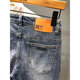 
XiXIEXUAN Summer Thin Internet celebrity denim shorts men's Korean style slim trendy mid-pants versatile casual elastic slimming five-point pants 9902 dark blue 34