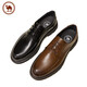 Camel men's leather shoes shiny cowhide comfortable soft sole lace versatile business wedding shoes P13A005031 black 40