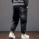 
Fei Shimi Autumn New Fashion Brand Elastic Small Foot Jeans Fat Loose and All-Match Pants Elastic Waist Fat Pants 300 Jin [Jin equals 0.5 kg] Black 9905 XL 1 (130-150 Jin [Jin equals 0.5 kg])