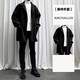 安初夏中长款夹克外套男士休闲套装春秋季痞帅气搭配修身衣服男装三件套 1591绿色外套 XL