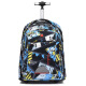 Defivia primary school student trolley schoolbag middle school boy and girl large wheel backpack large capacity with wheels 3-9 grade drag bag black 3