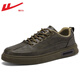 Huili offizielle Herrenschuhe Herbstschuhe Herren vielseitige Freizeitschuhe Herren kleine Lederschuhe Herren Low Top Vielseitige Sportschuhe Herrenschüler braune Farbe 1483 [bequem und weich] 42