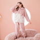Fenten couple's pajamas autumn and winter thickened hooded coral velvet warm drawstring cartoon fashion home wear pajamas set cherry blossom pink (women's style) XL
