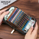 Grolaka Bag Herren-ID-Beutel-Bank-Schutzhülle Anti-Demagnetisierungskarten-Clip-Speicher Echtes Leder mit großer Kapazitätslizenz Lederhülle Ultra-dünn Black-20-Kartenposition-Crocodil-Muster Kopfschicht Cowhide
