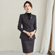 ROMON high-end professional suit, thickened formal suit, winter professional suit, fashionable commuting suit for women, navy blue suit jacket + trousers XL