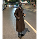 Shelley Jonespu leather windbreaker men's coat mid-length spring and autumn new ins double-breasted design top coat handsome coat black 2XL recommended 145-160Jin Jin equals 0.5 kg