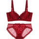 Eve Show Bra Set Push Up Breast Red Ben Ming Nian Hole Cup Top Support Lace Bra Underwear Set 3634 Dark Red 75A with matching underwear