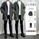 An early summer mid-length windbreaker men's casual suit autumn and winter trendy set of handsome matching clothes men's three-piece set 1591 gray jacket white sweater set XL