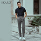 SKARO【含桑蚕丝 可机洗】商务POLO衫男士翻领休闲短袖T恤夏 丈青色SKP681 M （=衬衫40码）