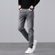
Canelin Kiskha jeans men's spring and autumn black slim feet Korean style trendy high-end elastic casual autumn long pants men 1049 grey 31