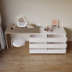 Bedside cabinet bedroom dresser storage cabinet combination multifunctional dressing table bedside cabinet ins modern simple a white oak grain + warm white 1 point 3 meters retractable dressing table + stool