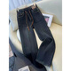 Yisi reduzieren elastische Taillenjeans für Frauen im Frühling und Herbst 2025 Neue Hoch-T-Taille Lose Hose Casual Large-Size Engy Wide-Big Hosen 1105 Hellblau S 80-95