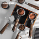 MHW-3BOMBER Bomber Solid Wood Bottomless Handle Bo Fu/E61/La Ma Extraction Modified Coffee Machine Accessories Solid Wood Bottomless Handle-58mm Universal-Three Ears