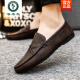 Zapatos de frijoles para hombres de carpintero Versión coreana de trabajos de negocios zapatos de cuero casual transpirable y versátiles zapatos para hombres de un solo pie 2025 spring d826 negros + altura de altura 39 Pequeño