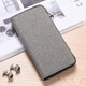 Wanjiazhen men's wallet long zipper canvas clutch multifunctional large capacity handbag simple student young people wallet solid color long canvas wallet [gray]
