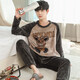 Pyjama masculin pour hommes en automne et flanelle d'hiver épais chauds d'âge moyen et jeunes étudiants dessin animé coues rond vêtements de maison d'hiver wyex3882 pour hommes en L (recommandé 90-115 Jin [Jin est égal à 0,5 kg])