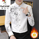 Woodpecker (TUCANO) winter white shirt men's long-sleeved slim suit men's shirt business casual high-end plus velvet thickened warm top 829 black plus velvet [plug plus velvet thickened] L reference 110-125 Jin [Jin equals 0.5 kg]