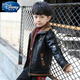 Disney (Disney) Boys Leather Clothing Autumn and Winter 2024 New Handsome Plush Jacket to Keep Cold and Warm Autumn and Winter 7 Jacket 8 Western Style Black Leather Jacket 130