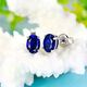 Sapphire earrings, 925 silver plated with 18K gold, inlaid with carat colored gemstones, tanzanite jewelry earrings for women, a pair of blue earrings