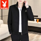 Playboy (PLAYBOY) men's new stand-up collar jacket zipper shirt top spring and autumn casual fashion Korean style youth handsome handsome boy jacket 2687 black L