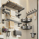 You Gugui gray bathroom storage rack without punching space aluminum bath towel rack bathroom toilet towel rack kitchen and bathroom pendant set, fine decoration seven-piece set [subsidy discount price]
