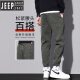 Jeep (Jeep) 2023 Nuevo otoño e invierno Plus Pantalones de terciopelo para los pies de trabajo en espesas de hombres Jeans casuales de cintura elástica 9859 Black Plus Velvet L [110-130Jin [Jin iguala 0.5 kg]]