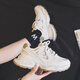 Huili Frauenschuhe dicker LOLED DAD SHOUS Damen Atmungsfreie vielseitige trendige Schuhe Retro Freizeitschuhe J841Z Beige 37