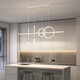 Chu Impression Restaurant Light Chandelier Light Luxury Lamp Modern Simple Dining Room Dining Table Bar Taipei European Minimalist Long Strip Creative Design Sense ZY687-1000 Smart Voice (Black)-R97