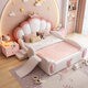 Children's bed girl princess bed internet celebrity single bed girl's bed crown with fence bed pink solid wood bed with guardrail fairy child's bed + 20cm latex mattress 1.5m*2.0m frame structure