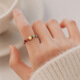Limited time benefit tourmaline beaded elastic adjustable ring copper coin broken silver beads index finger ring color 5g copper coin tourmaline ring