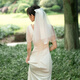 Crystal Bridal Veil Proposal and Certificate Marriage Registration Wedding Dress Headdress Bow Double-layer Mesh Wedding Photo Props