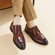 Belle business leather shoes men's formal shoes cowhide inner height brogue wedding shoes large size 89183AM9 brown-classic 42 (260mm)