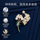 Huaying (HUAYING) light luxury high-end brooch women's corsage suit jacket brooch jewelry anniversary birthday gift for girlfriend and wife brilliant zircon pearl almond leaf brooch