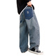 McTicco Boys Weitbein Jeans Frühlings- und Herbst große Kinder 2025 neue Stil Handsome Hosen Frühlingskleidung Kinder mit geradlinigen Hose 13077 Blau [Frühlings- und Herbststil] 120 cm