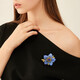 Marco Bizzarri birthday gift, blue flower brooch, high-end female blue flower anti-exposure brooch, exquisite and elegant ladies corsage, Valentine's Day gift for wife, Mother's Day gift for mom
