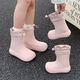 Thin strips (XIXITIAO) Wear waterproof drawstrings on rainy days outside for women's four-season universal eva parent-child fashion rain boots water shoes meat pink single layer [creative splicing] 36-37