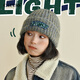 CACUSS hat women's autumn and winter warm woolen hat large head circumference knitted hat outdoor pullover hat pile cold hat gray blue yarn