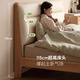 Genji Wood Language Selected Solid Wood Soft Backrest Bed Modern Simple High Backrest Master Bedroom Atmosphere Double Bed Nordic Log Style Small Apartment Bed Oak Organic Leather Milky White Soft Backrest Bed 1.8*2m Without Mat