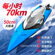 Renxianfang.com Board de commande à distance, grande puissance, eau à grande vitesse à grande vitesse, modèle de navire de garçon pour enfants, super grand bateau à vitesse de 35 cm [bleu] 30 km / h, avec un ensemble de batteries rechargeables + câble de charge + garantie