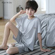 Mannido Boys Pajamas Лето новая короткая рукава мальчики с чистым хлопком детей Большой детской хлопковой молодежной домашней одежды N6621 [Double Short] 180 увеличенного кода версии XL [130-150JIN [Jin равно 0,5 кг]]