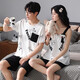 Lemianxin couple pajamas for women in summer pure cotton women home clothes suspenders casual cotton men summer pajamas set DD9904 XL women + men XL